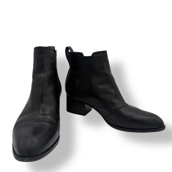 rag & bone Walker Black Leather Block Heel Chelsea Ankle Boots Size 40/10 - Picture 3 of 13
